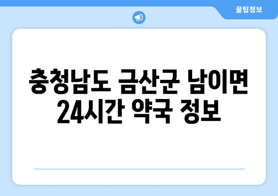 충청남도 금산군 남이면 24시간 토요일 일요일 휴일 공휴일 야간 약국