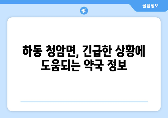 경상남도 하동군 청암면 24시간 토요일 일요일 휴일 공휴일 야간 약국