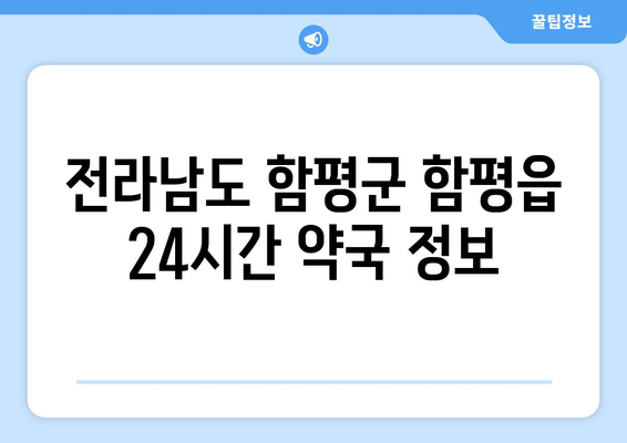 전라남도 함평군 함평읍 24시간 토요일 일요일 휴일 공휴일 야간 약국