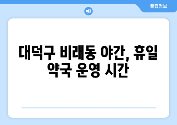 대전시 대덕구 비래동 24시간 토요일 일요일 휴일 공휴일 야간 약국