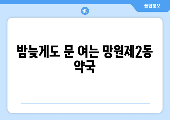 서울시 마포구 망원제2동 24시간 토요일 일요일 휴일 공휴일 야간 약국