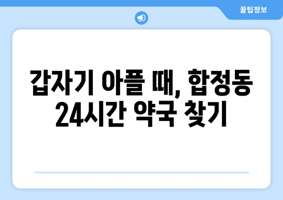 서울시 마포구 합정동 24시간 토요일 일요일 휴일 공휴일 야간 약국