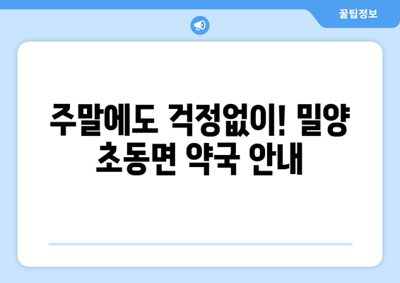 경상남도 밀양시 초동면 24시간 토요일 일요일 휴일 공휴일 야간 약국