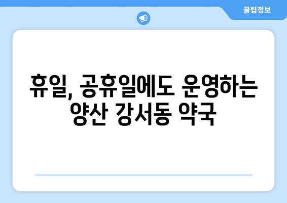 경상남도 양산시 강서동 24시간 토요일 일요일 휴일 공휴일 야간 약국