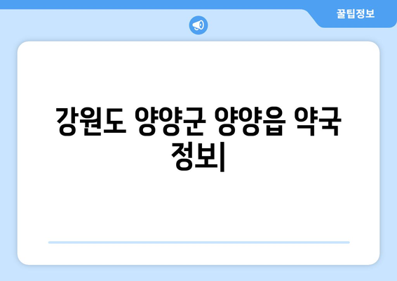 강원도 양양군 양양읍 24시간 토요일 일요일 휴일 공휴일 야간 약국