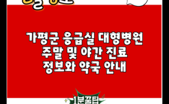 가평군 응급실 대형병원 주말 및 야간 진료 정보와 약국 안내