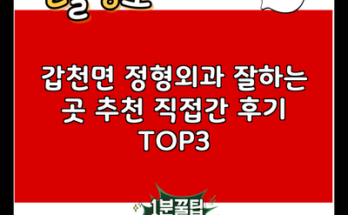 갑천면 정형외과 잘하는 곳 추천 직접간 후기 TOP3