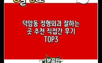 덕암동 정형외과 잘하는 곳 추천 직접간 후기 TOP3