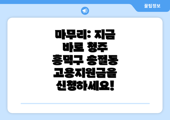 마무리: 지금 바로 청주 흥덕구 송절동 고용지원금을 신청하세요!