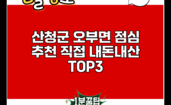 산청군 오부면 점심 추천 직접 내돈내산 TOP3