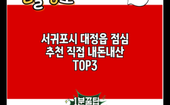 서귀포시 대정읍 점심 추천 직접 내돈내산 TOP3