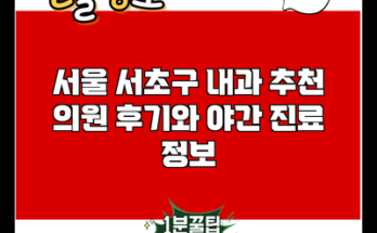 서울 서초구 내과 추천 의원 후기와 야간 진료 정보