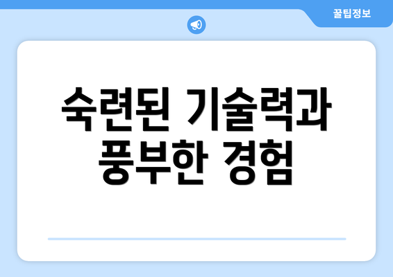 숙련된 기술력과 풍부한 경험