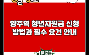 양주역 청년지원금 신청 방법과 필수 요건 안내