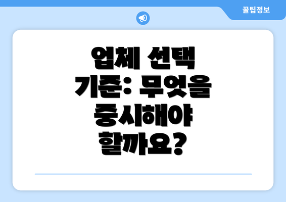 업체 선택 기준: 무엇을 중시해야 할까요?