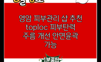 영암 피부관리 샵 추천 toploc 피부탄력 주름 개선 안면윤곽 가능