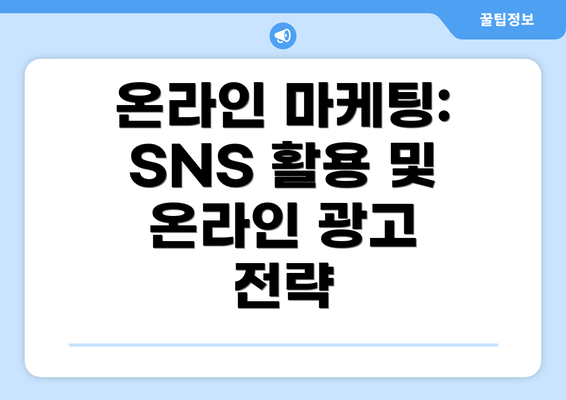 온라인 마케팅: SNS 활용 및 온라인 광고 전략