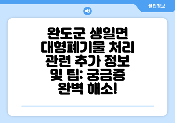 완도군 생일면 대형폐기물 처리 관련 추가 정보 및 팁: 궁금증 완벽 해소!