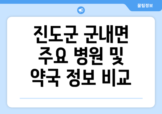 진도군 군내면 주요 병원 및 약국 정보 비교