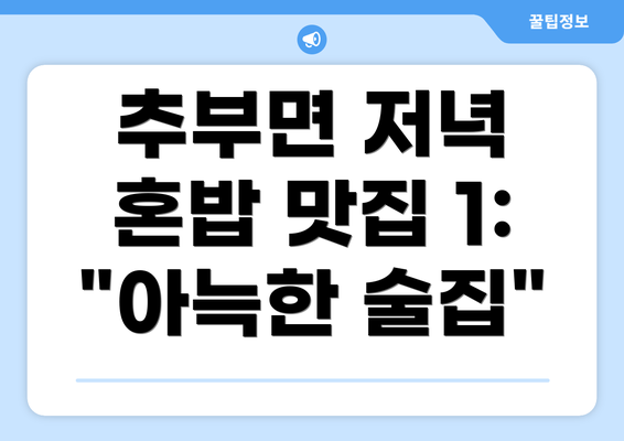 추부면 저녁 혼밥 맛집 1:  "아늑한 술집"