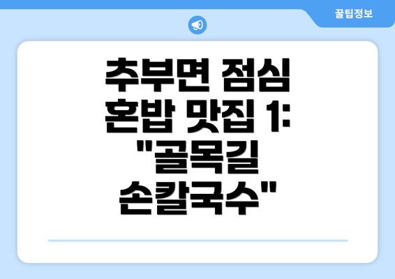 추부면 점심 혼밥 맛집 1:  "골목길 손칼국수"