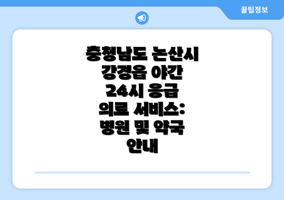 충청남도 논산시 강경읍 야간 24시 응급 의료 서비스: 병원 및 약국 안내