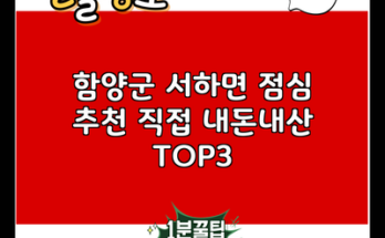 함양군 서하면 점심 추천 직접 내돈내산 TOP3